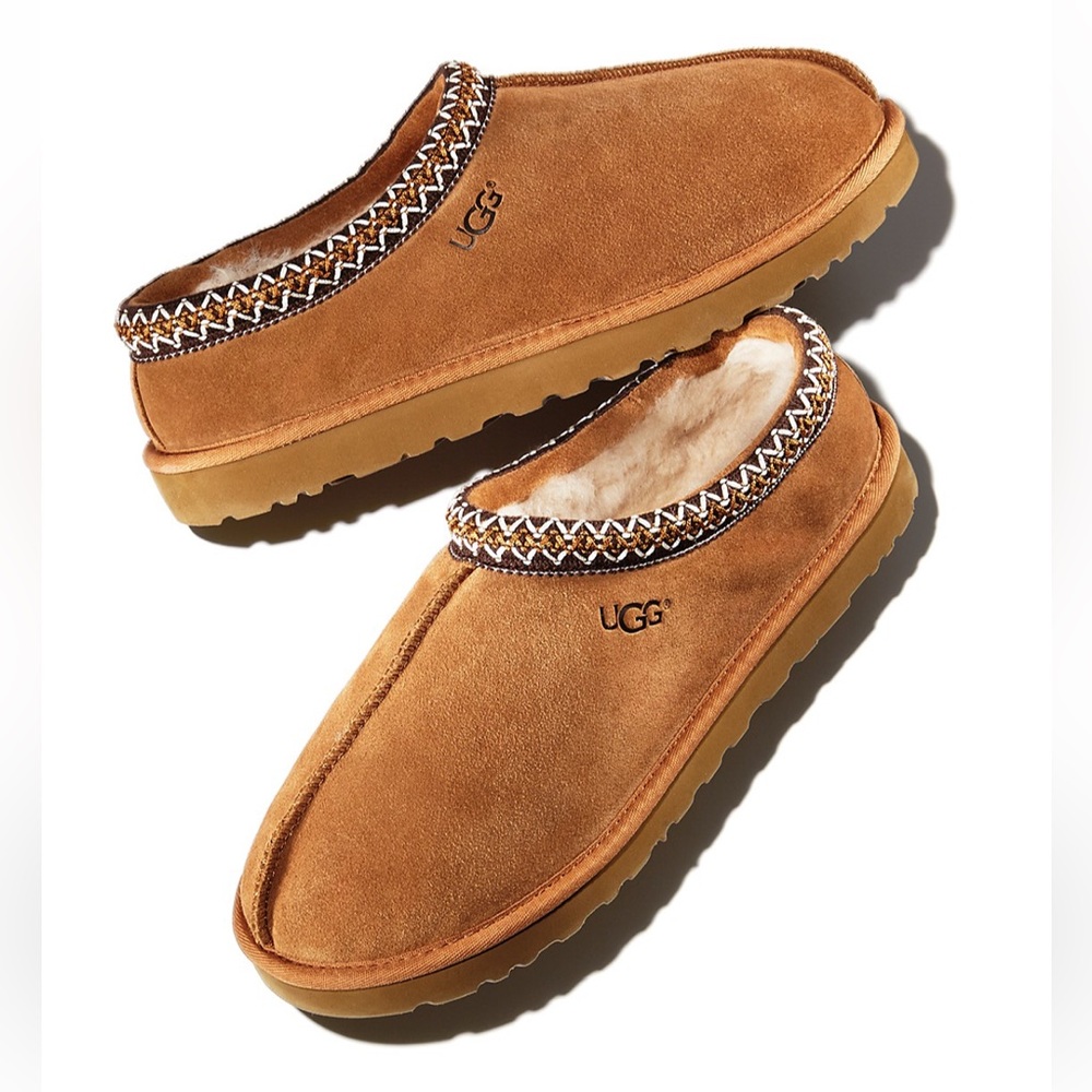 NEW W/O BOX UGG Men’s Tasman Shearling Slippers - Size 8, Chesnut